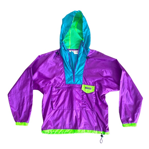 Columbia Tops - Columbia Vintage 90s Colorblock Hoodie Pullover Windbreaker Jacket  sz S